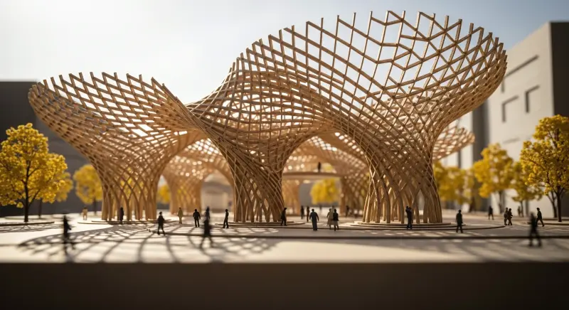 Parametric Wooden Pavilion 4K