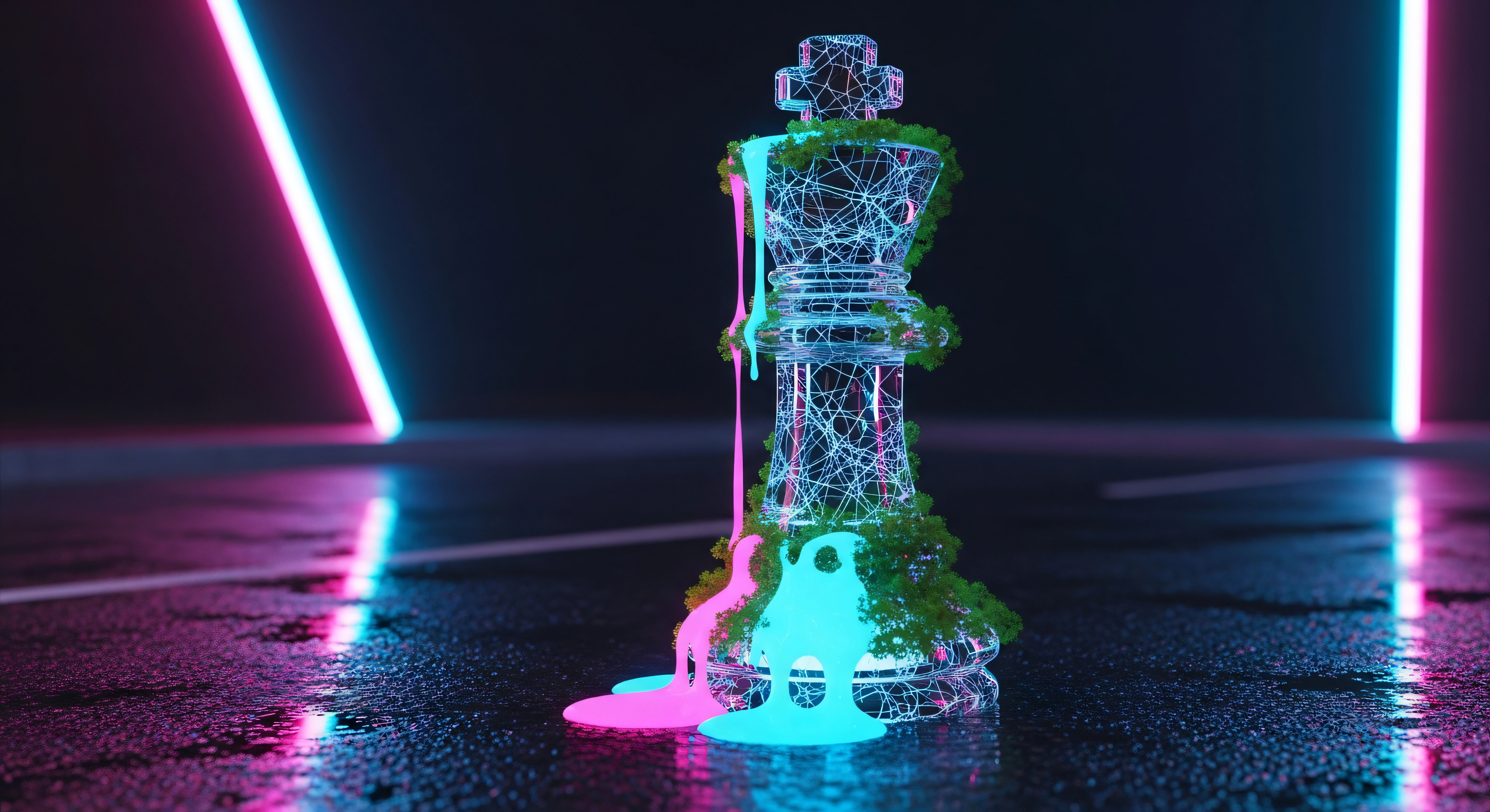 Neon Light Sculpture 4K