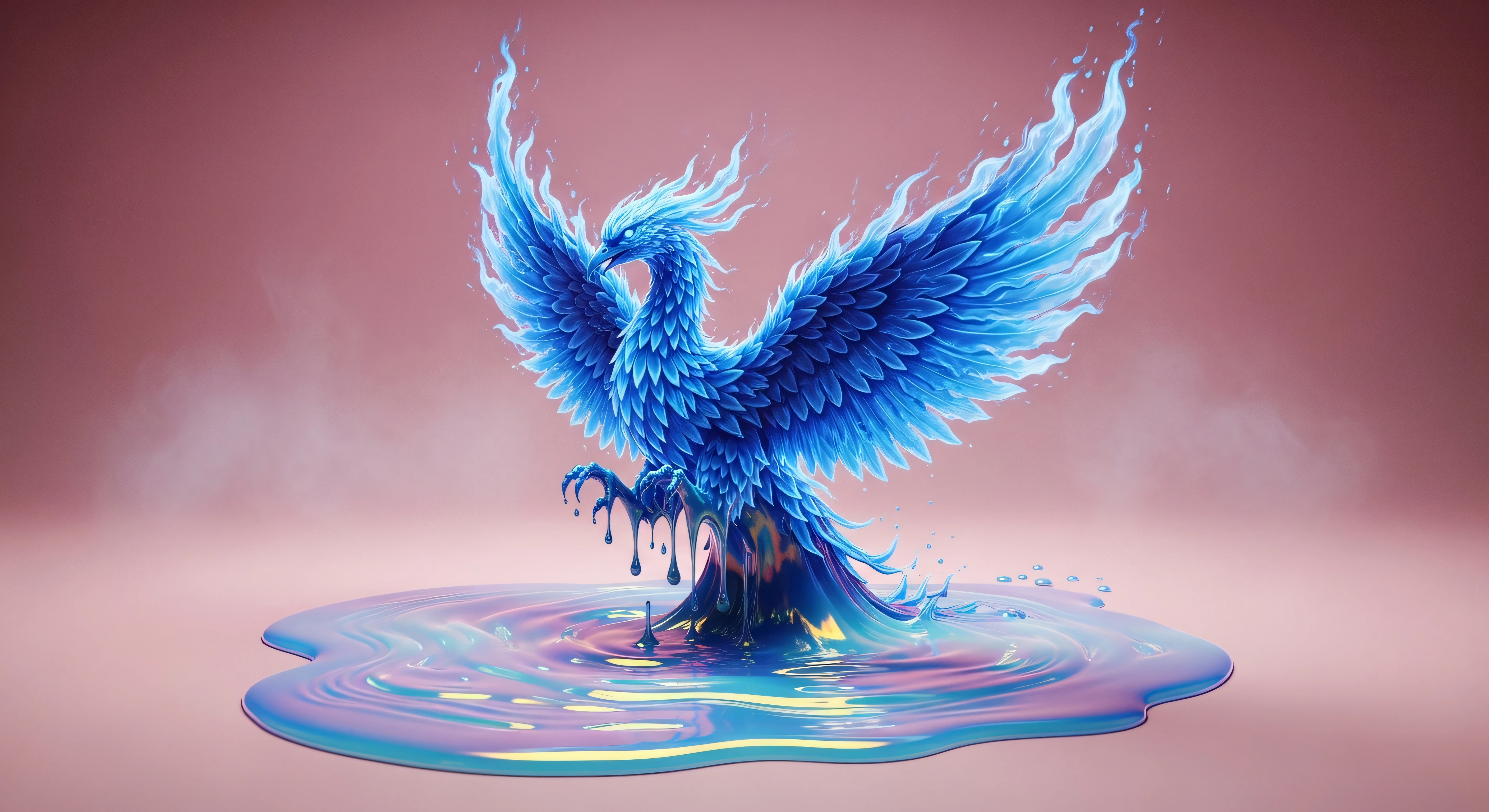 Blue Phoenix Bird 4K