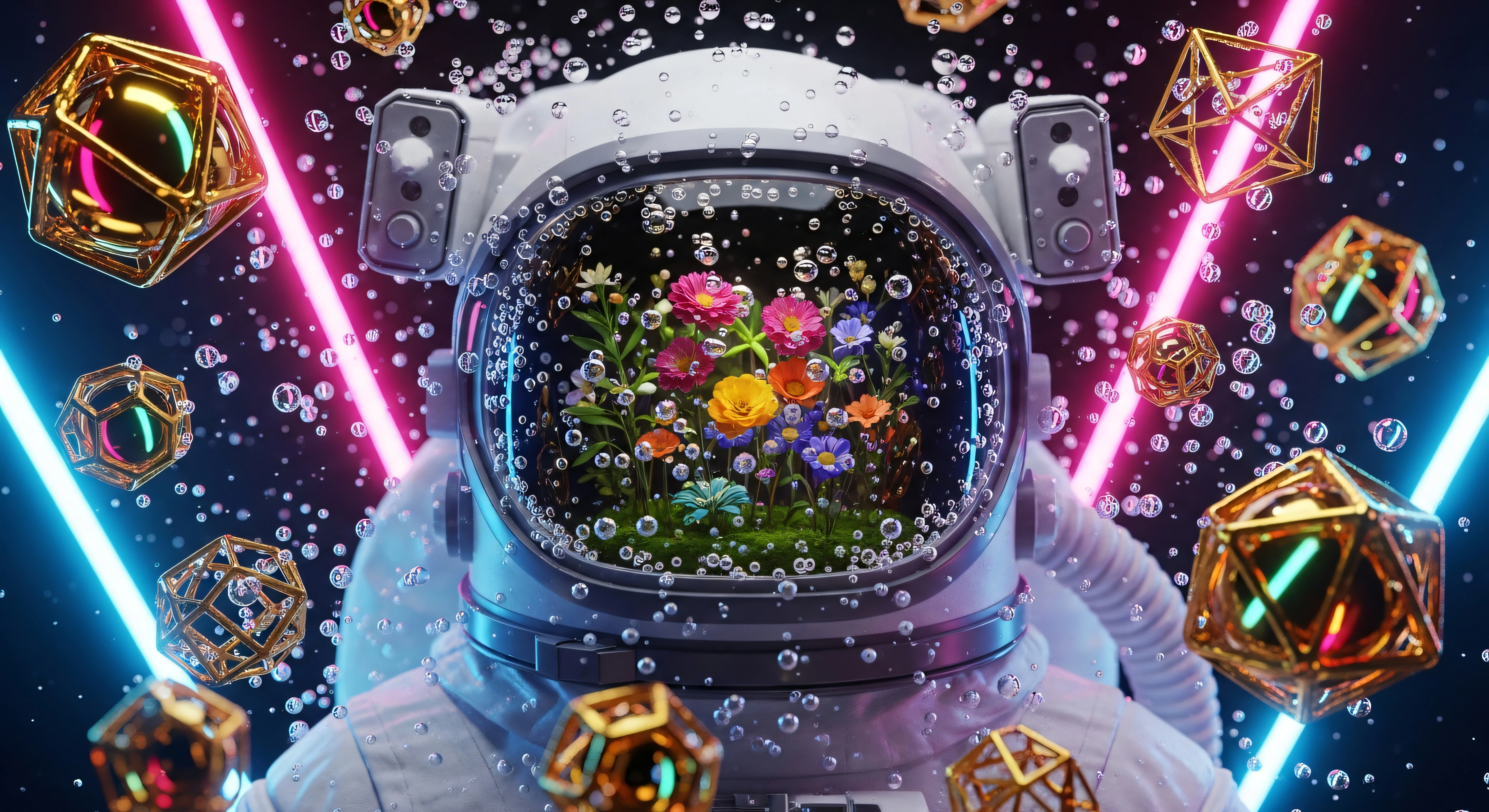 Astronaut with Colorful Helmet 4K
