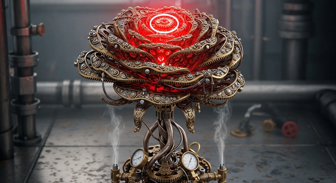 Steampunk Mechanical Metallic Rose Design 4K