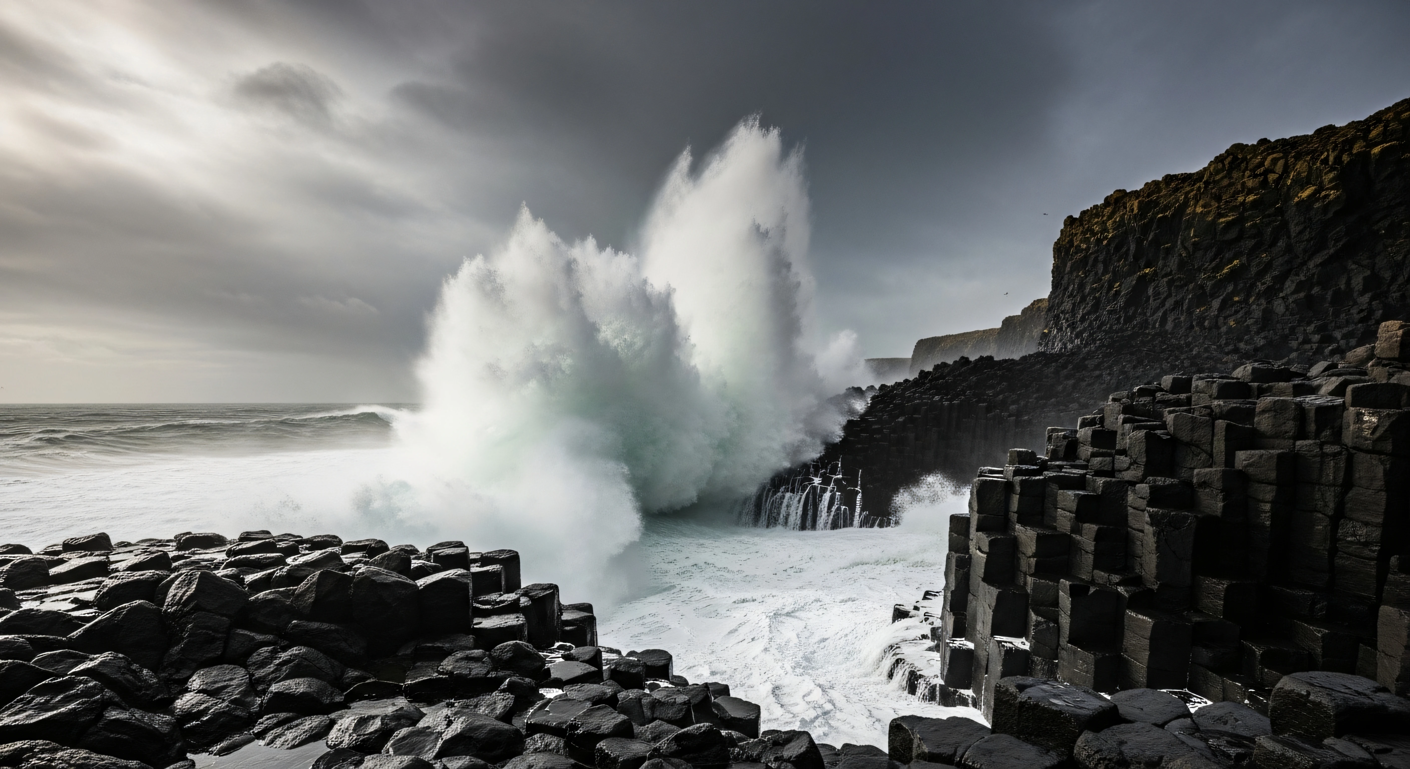 Ocean Waves and Basalt Columns 4K