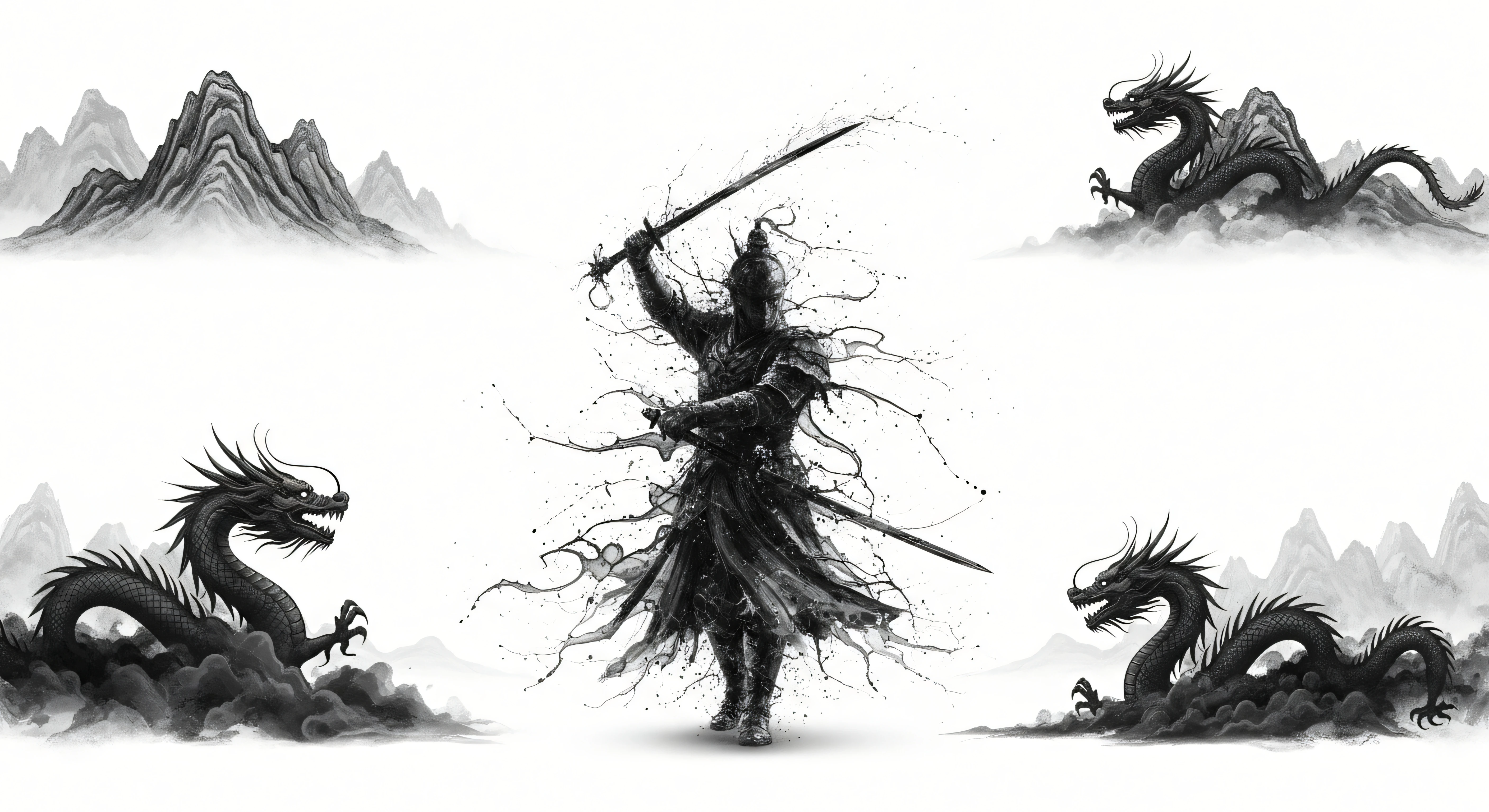 Ink Wash Swordsman 4k