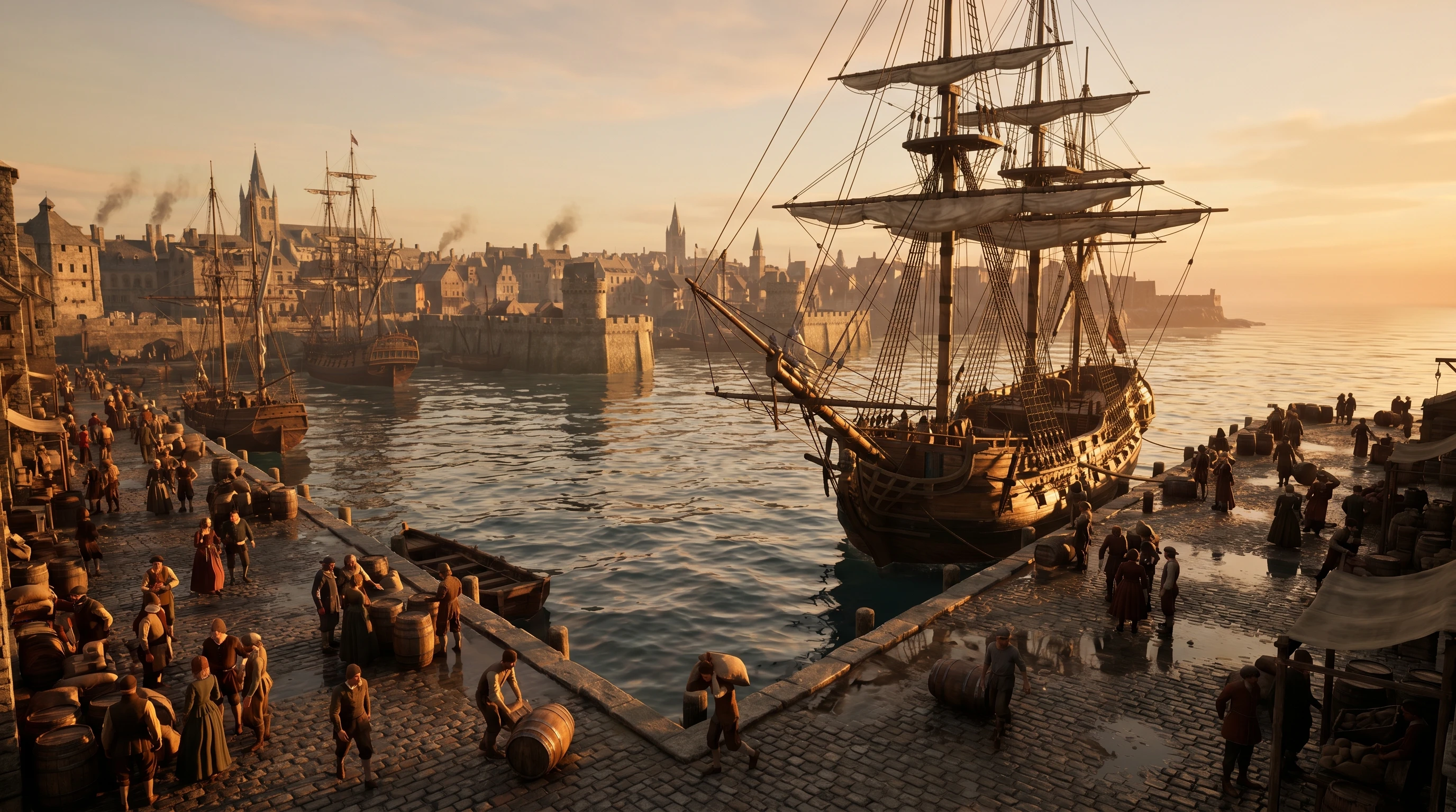 Ancient Harbor Fleet 4K